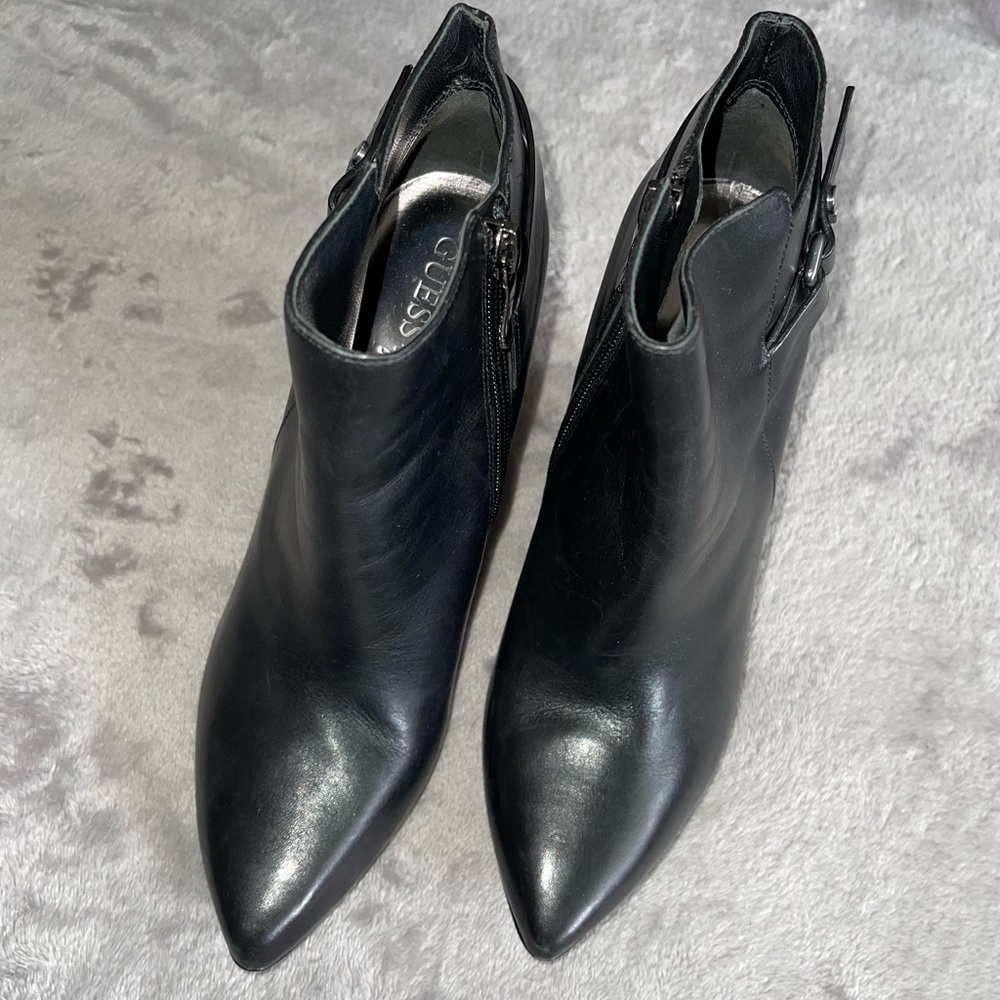 Guess by Marciano black leather ankle boots/ heeled boots/shoes/ platforms